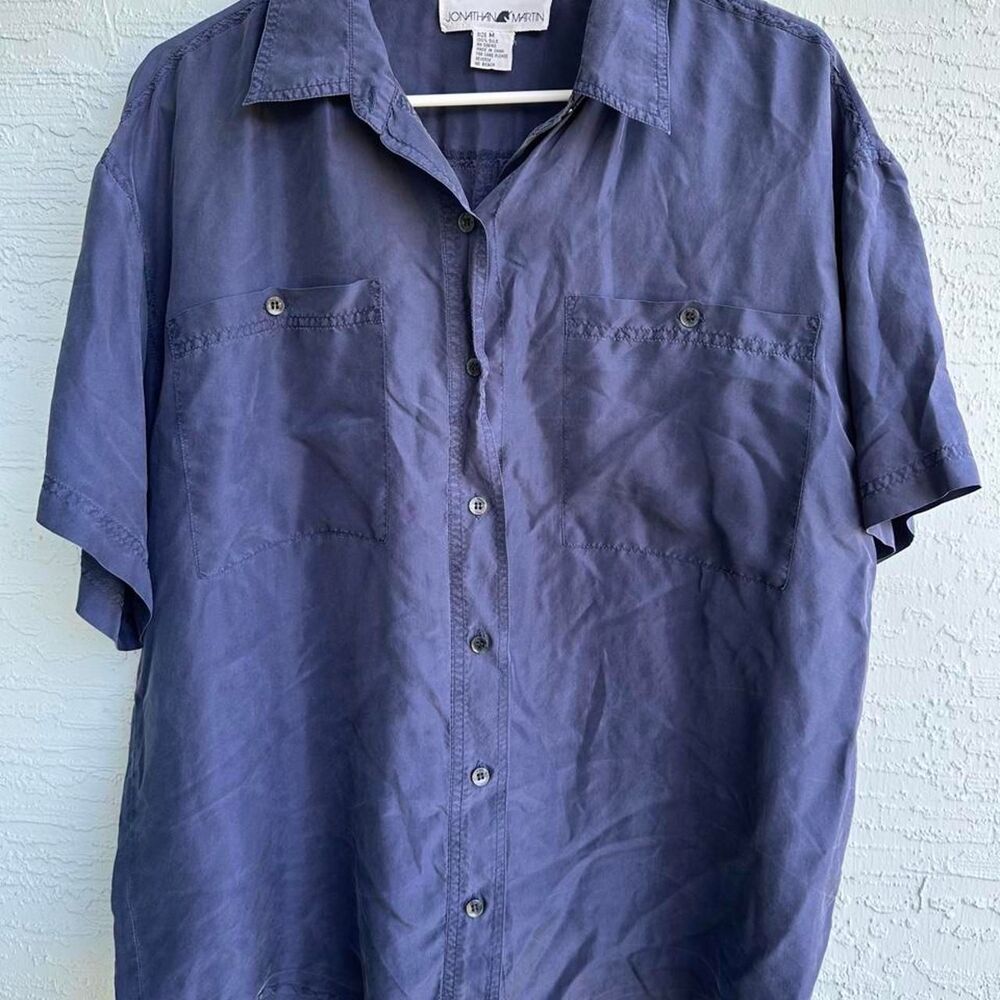 Jonathan-martin Men's Navy and Blue Shirt